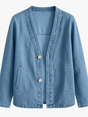 🔵 Women's Denim Jacket – Light Blue | Size 3X (Fits Like a 2X)